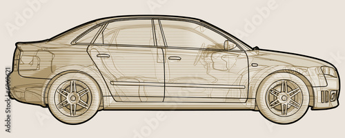 Obraz na płótnie canvas Perspektywiczna szkicowa ilustracja audi a4.