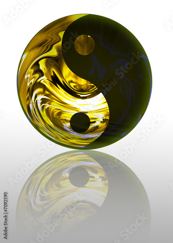 Board z aluminiowym obramowaniem Złoty symbol yin yang