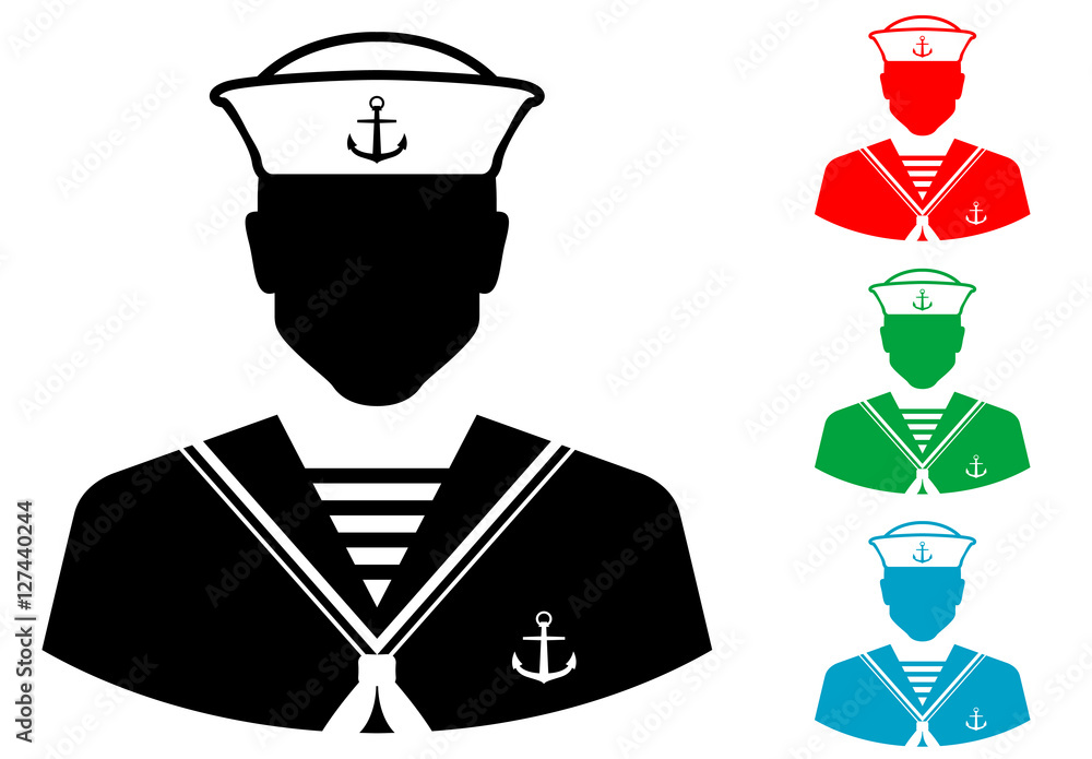 Vector De Stock Icono Plano Silueta Marinero Varios Colores Adobe Stock