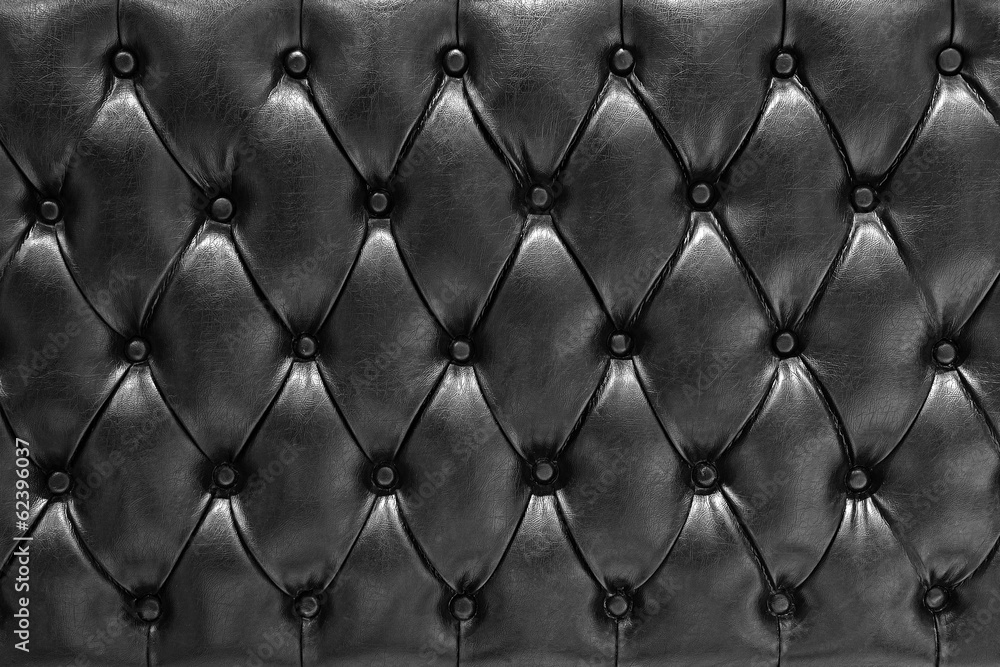 Fondo de textura de cuero acolchado en negro tipo chesterfield