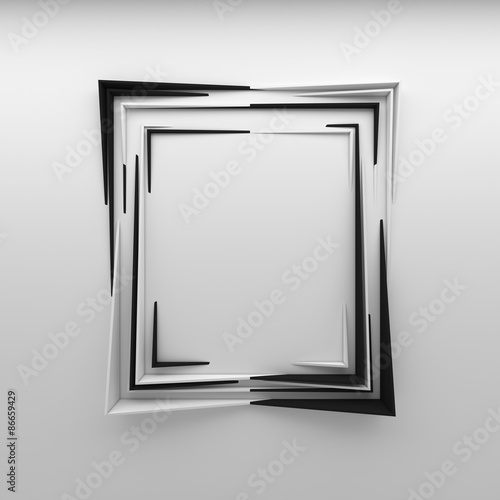 blank abstract frames on white wall
