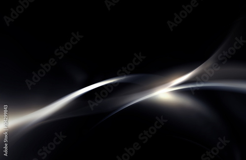 Abstract silver gray and black background with smooth line, wave and glowing spots