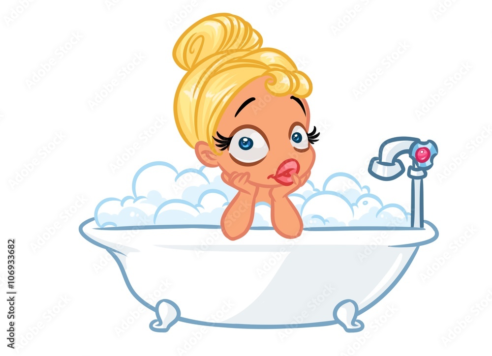 Любительница черно-белого купается в ванной