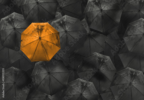 orange umbrella on black different business concept