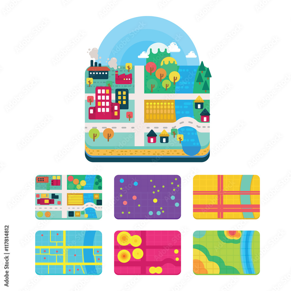 Vector Illustration Of Gis Spatial Data Layers Concept For Info Graphic