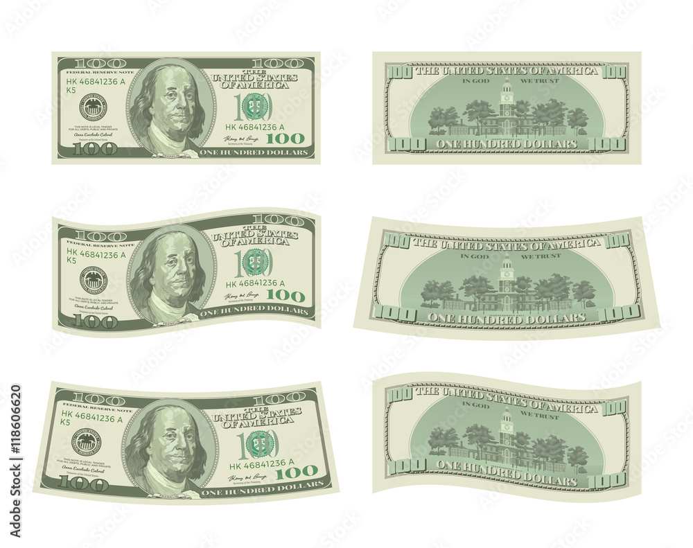 Money Illustration Vector American Dollar Bills Stock Vector