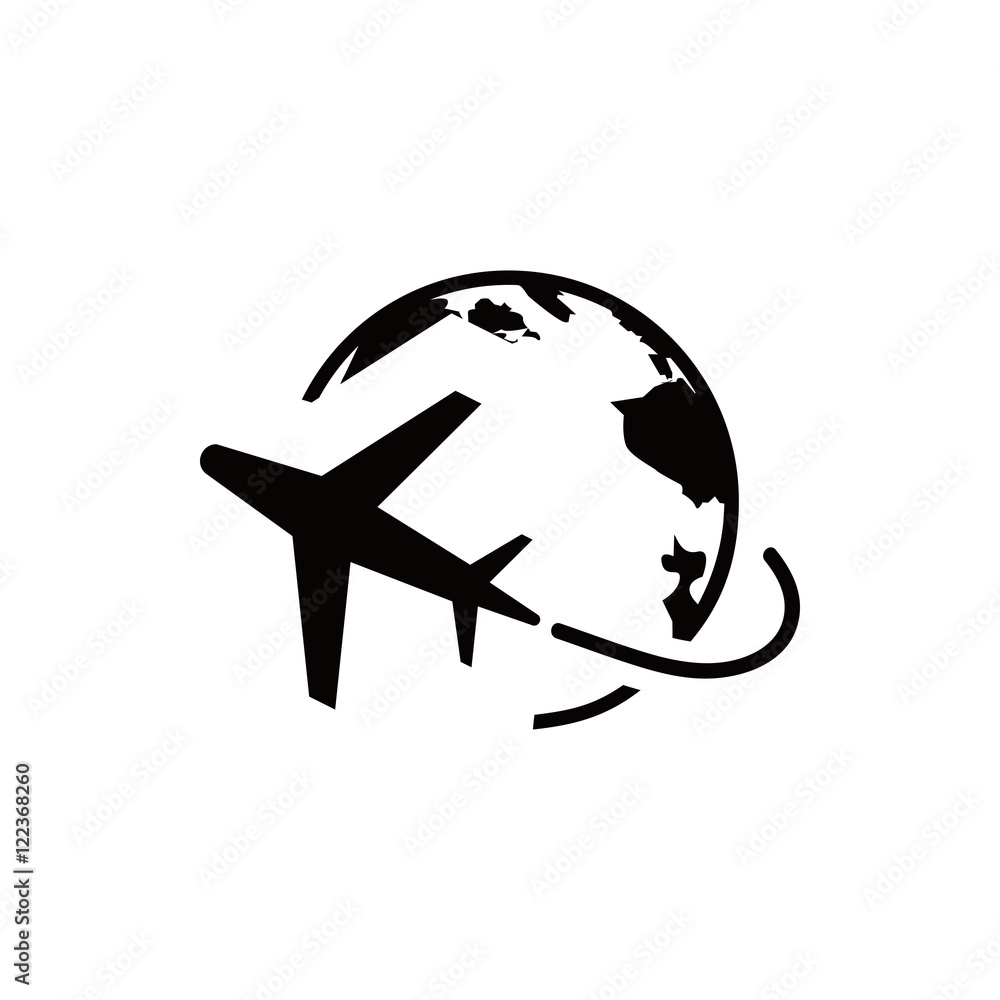 Plane Globe Icon Stock Vector Illustration Flat Design Stock Vector