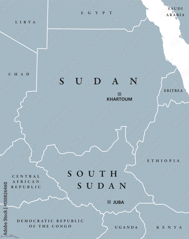 Sudan And South Sudan Political Map With Capitals Khartoum And Juba