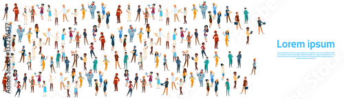 People Group Different Occupation Set, Employees Mix Race Workers Banner Flat Vector Illustration