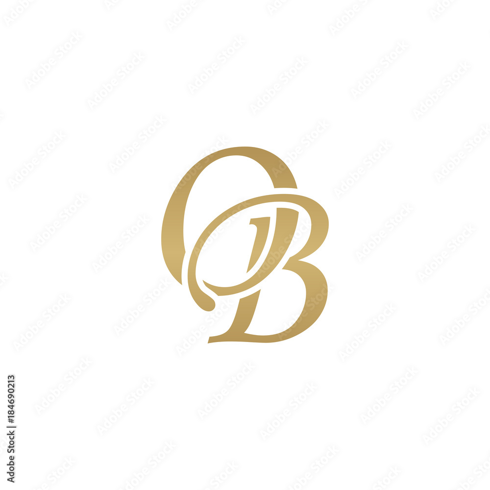 Initial Letter Ob Overlapping Elegant Monogram Logo Luxury Golden