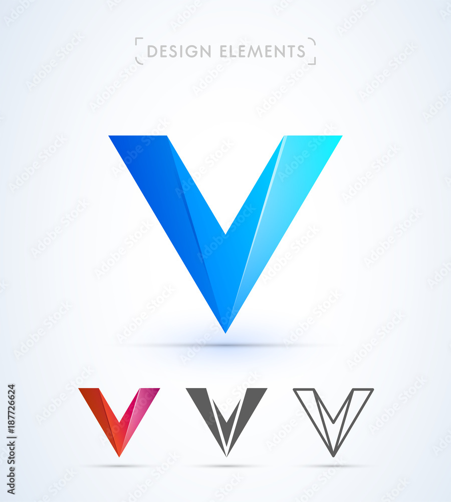 Vector Abstract Letter V Logo Design Elements Material Design Flat