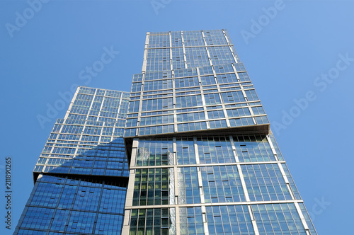 Modern skyscrapers, high-rise buildings