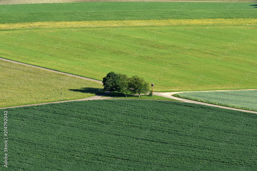 Landschaft Auf Der Schwaebischen Alb Aecker Wiesen Felder Baeume