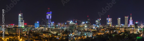 Warsaw skyline by night