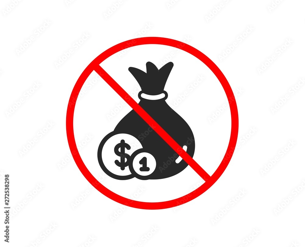 No Or Stop Money Bag With Coins Icon Cash Banking Currency Sign