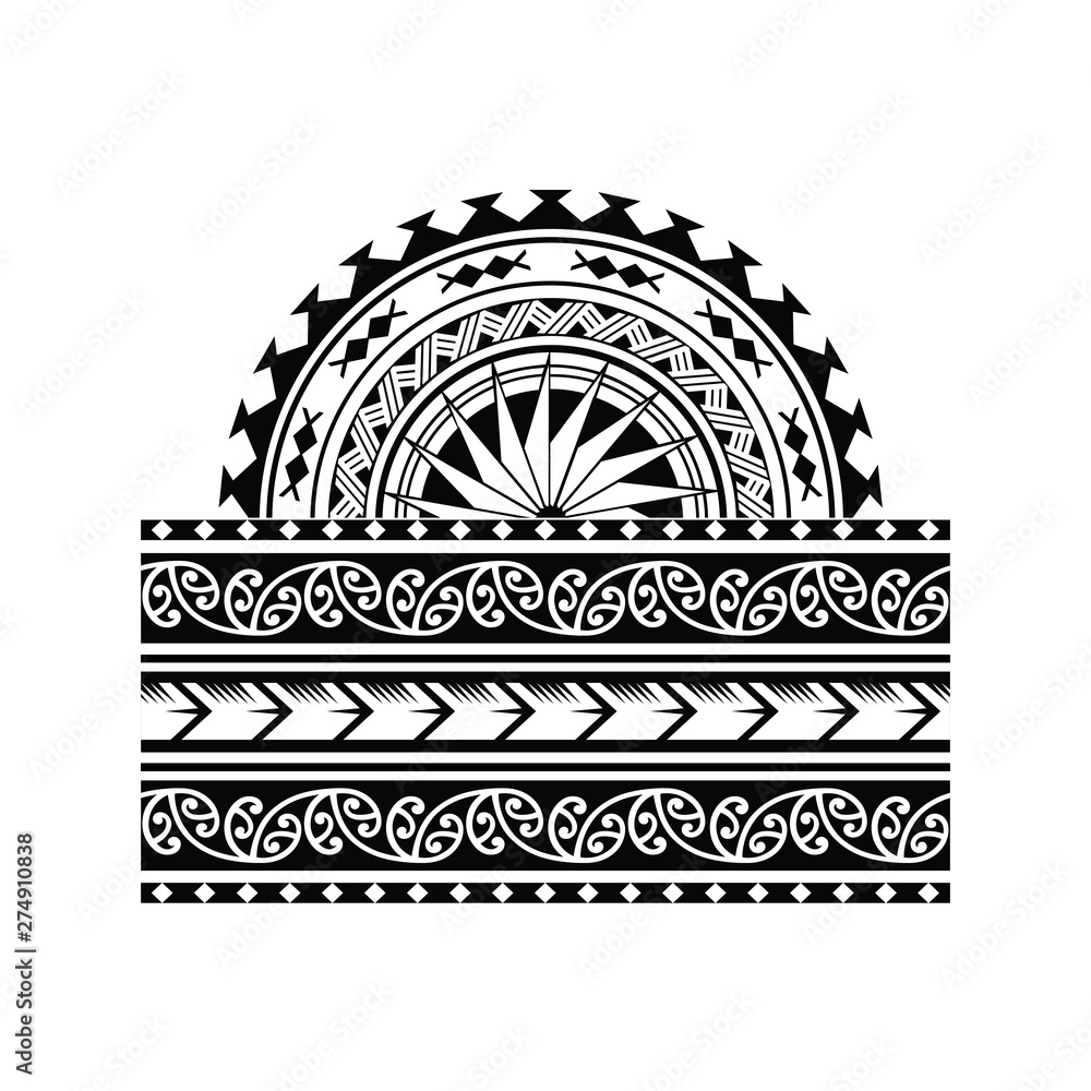 Polynesian Tattoo Shape Shoulder Sleeve Pattern Vector Samoan Template