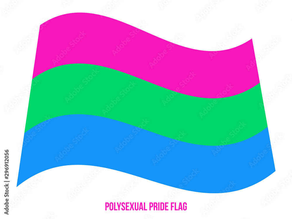 Polysexual Pride Flag Waving Vector Illustration Designed With Correct