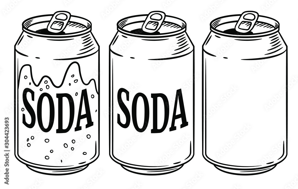 Vector Illustration Soda Can Isolated On White Background Hand Drawn