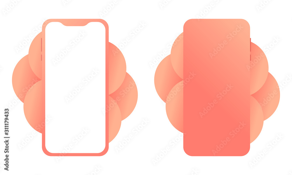 Mockup Generic Device Front And Back Side Vector Realistic Orange