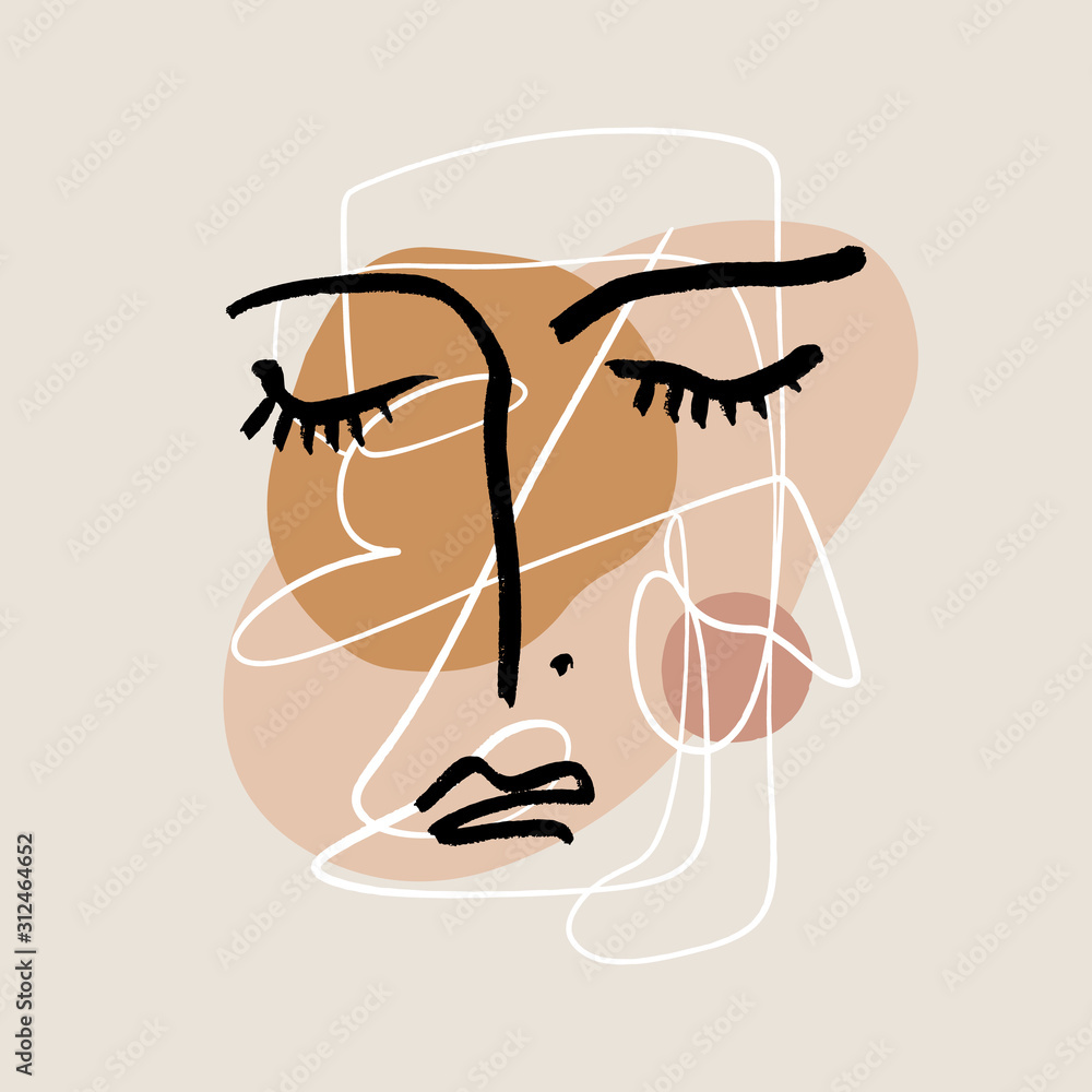 Woman Face Collage Abstract Warm Terracotta Nude Color Shapes Interior Poster Fashion Artistic
