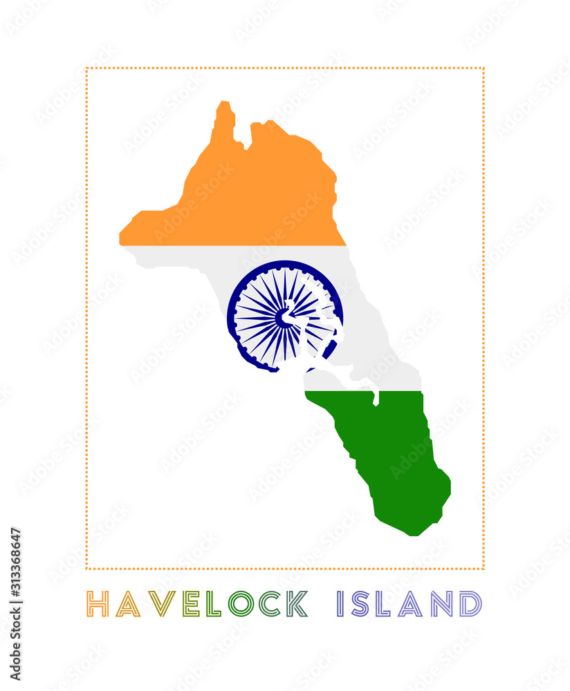 Havelock Island Logo Map Of Havelock Island With Island Name And Flag