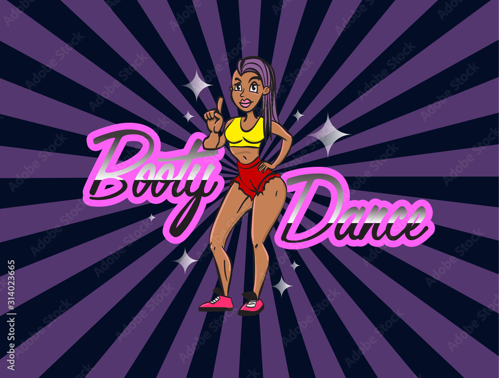 Twerk Poster Design Cartoon Style Girl Poster For Booty Dance Course