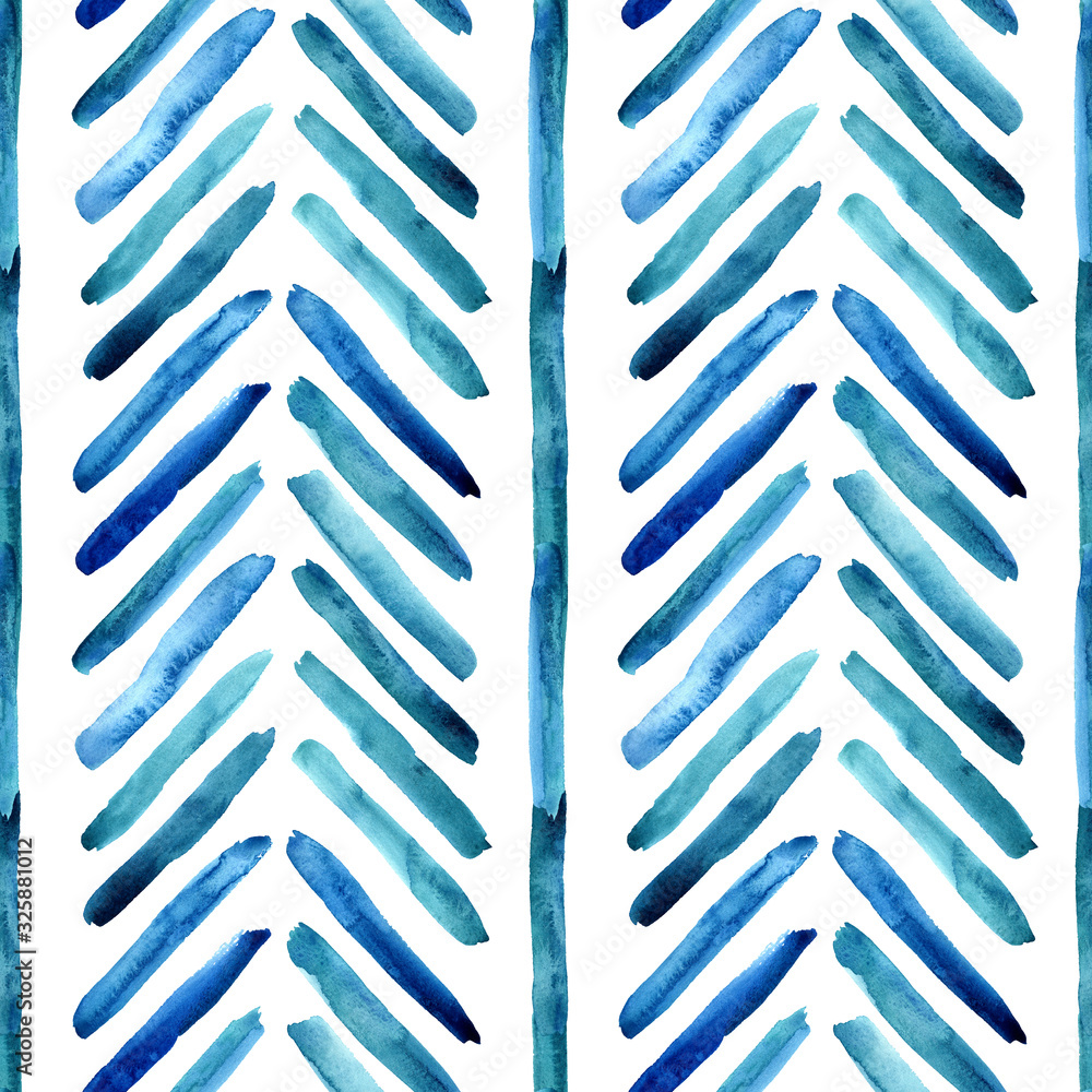 Seamless Hand Drawn Herringbone Pattern Watercolor Illustration