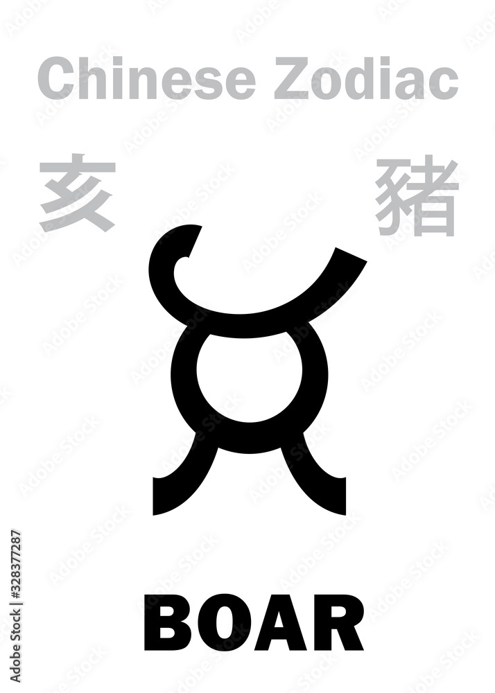 Astrology Alphabet Pig Boar Sign Of Chinese Zodiac The Boar