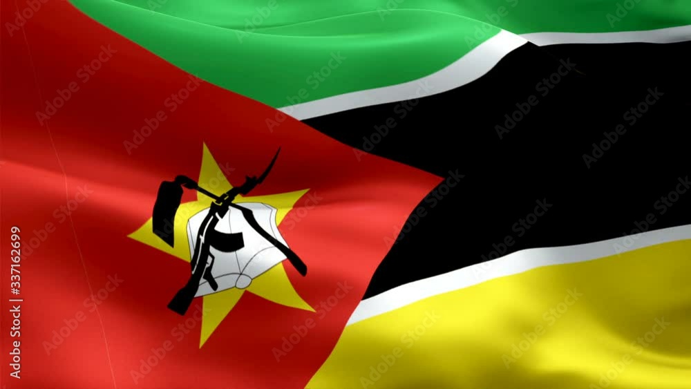 Mozambican Flag Closeup P Full Hd X Footage Video Waving In