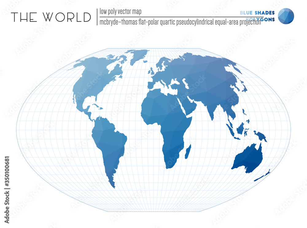 World Map With Vibrant Triangles McBryde Thomas Flat Polar Quartic