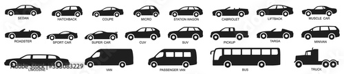 Car types set. Vector illustration