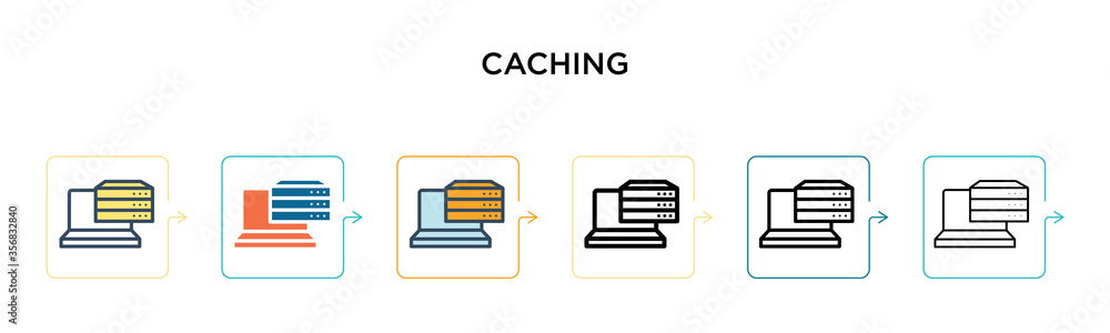 Caching Vector Icon In 6 Different Modern Styles Black Two Colored