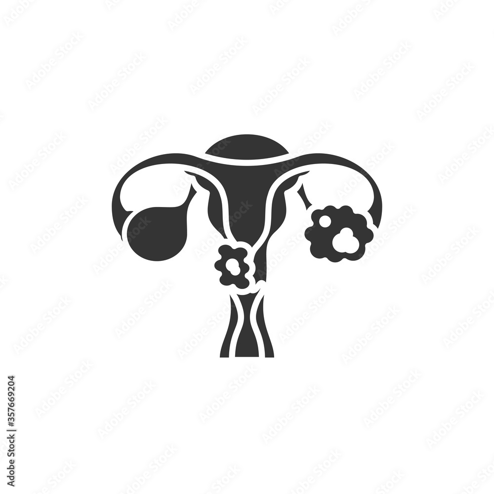 Cervical Cancer Glyph Black Icon Female Reproductive System Disease