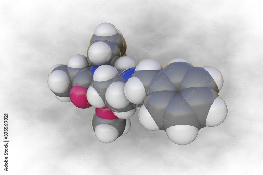 Molecular Model Of Carfentanil Atoms Are Represented As Spheres With