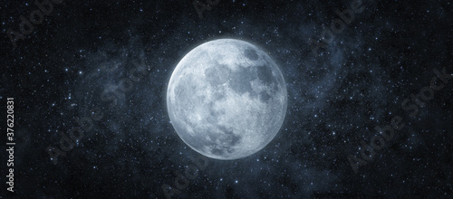 Panoramic view of the moon out in the space