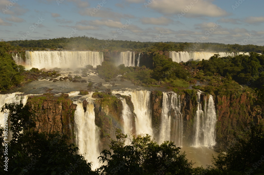 The Powerful And Mighty Iguazu Iguacu Waterfalls Between Brazil And