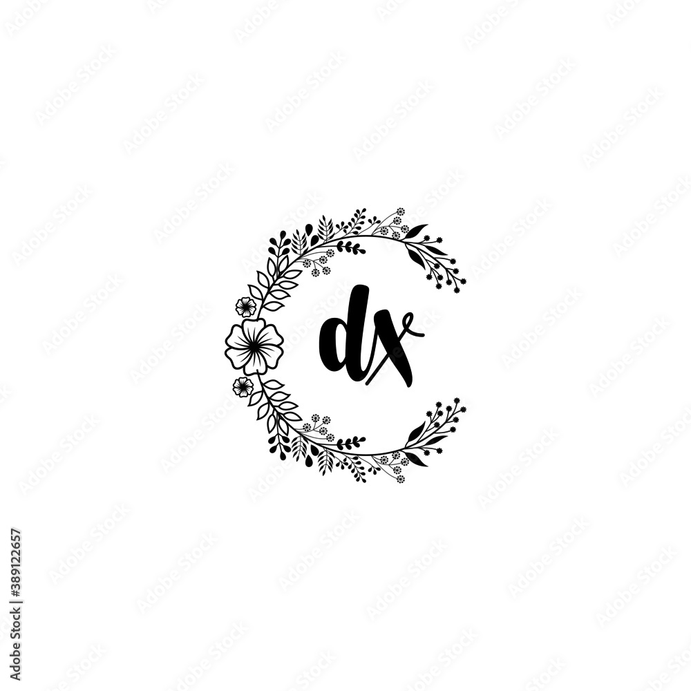 Initial Dx Handwriting Wedding Monogram Logo Design Modern