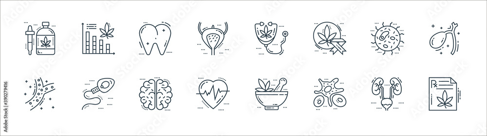 Cells Organs And Medical Line Icons Linear Set Quality Vector Line