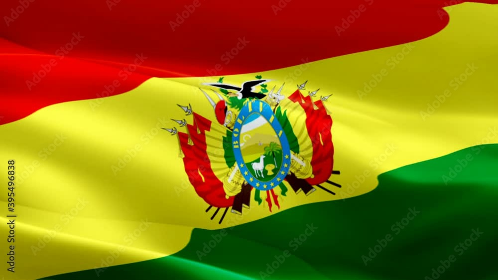 Bolivia Flag Motion Loop Video Waving In Wind Realistic Bolivian Flag