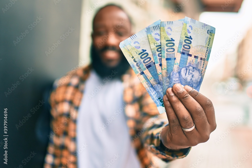 Handsome Modern African American Man With Beard Smiling Positive