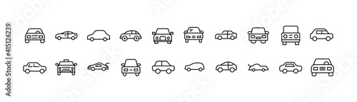 Simple line set of car icons.