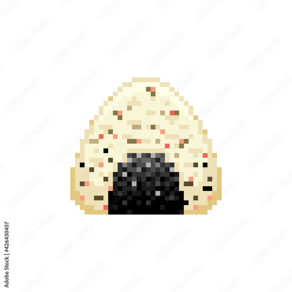 Pixel Sesame Til Onigiri Pixel Art Japanese Food Onigiri Isolated