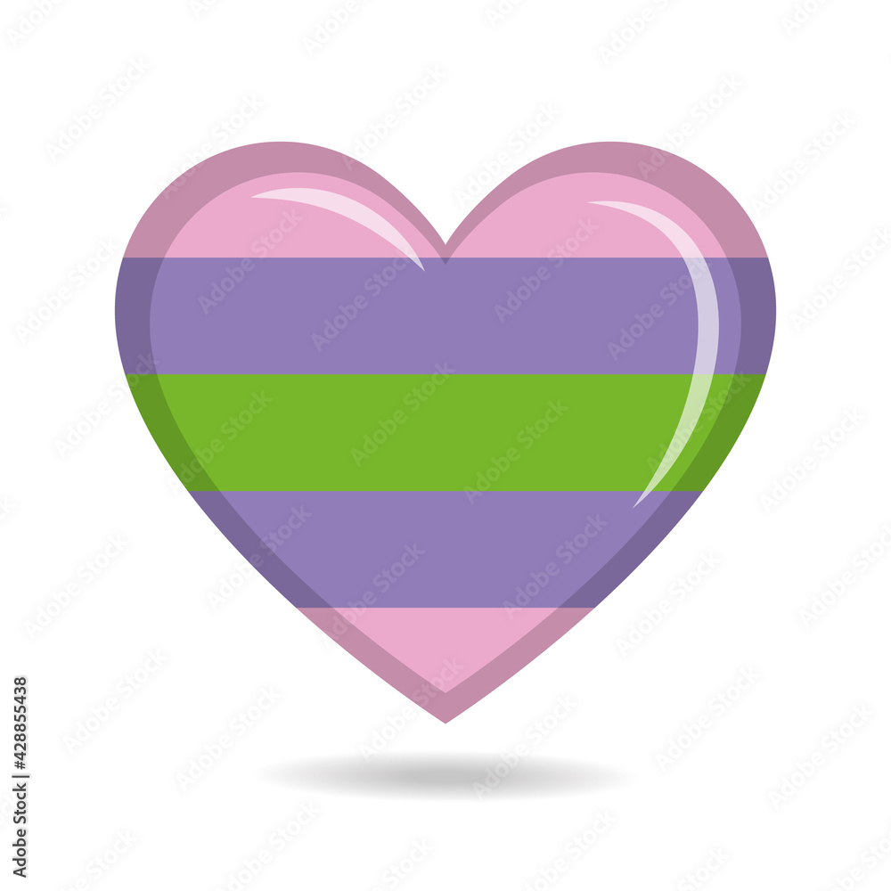 Trigender Pride Flag In Heart Shape Vector Illustration Stock Vector