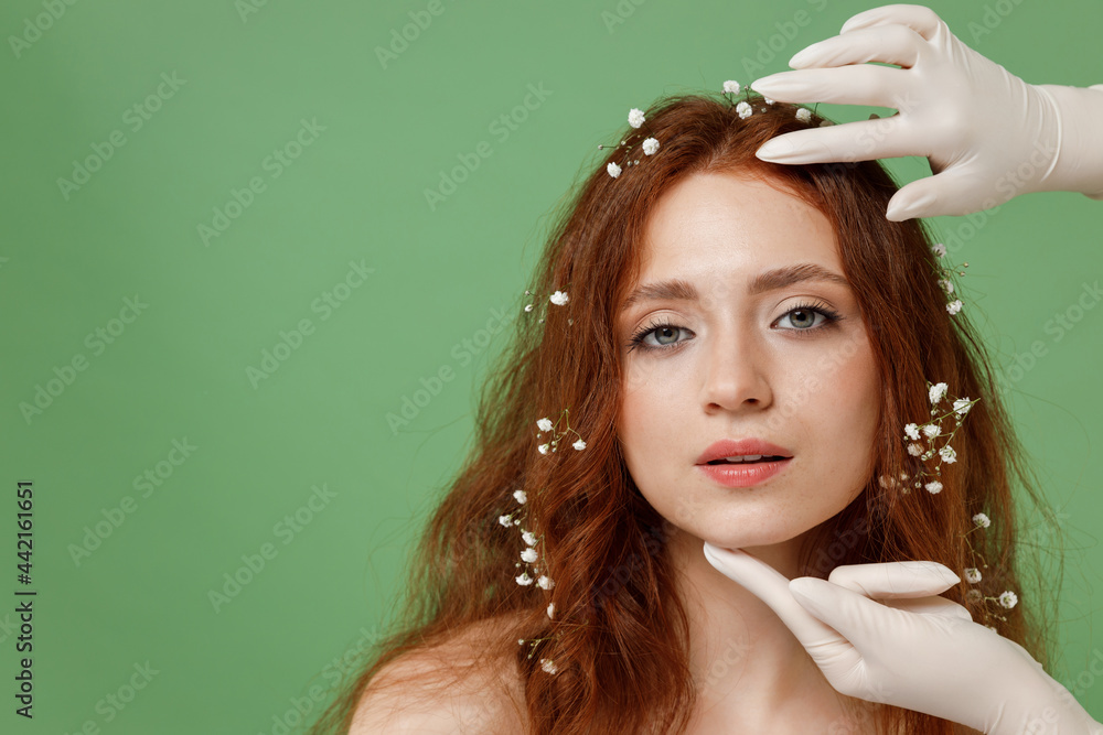 Beautiful Half Naked Topless Redhead Hair Woman S With Nude Make Up