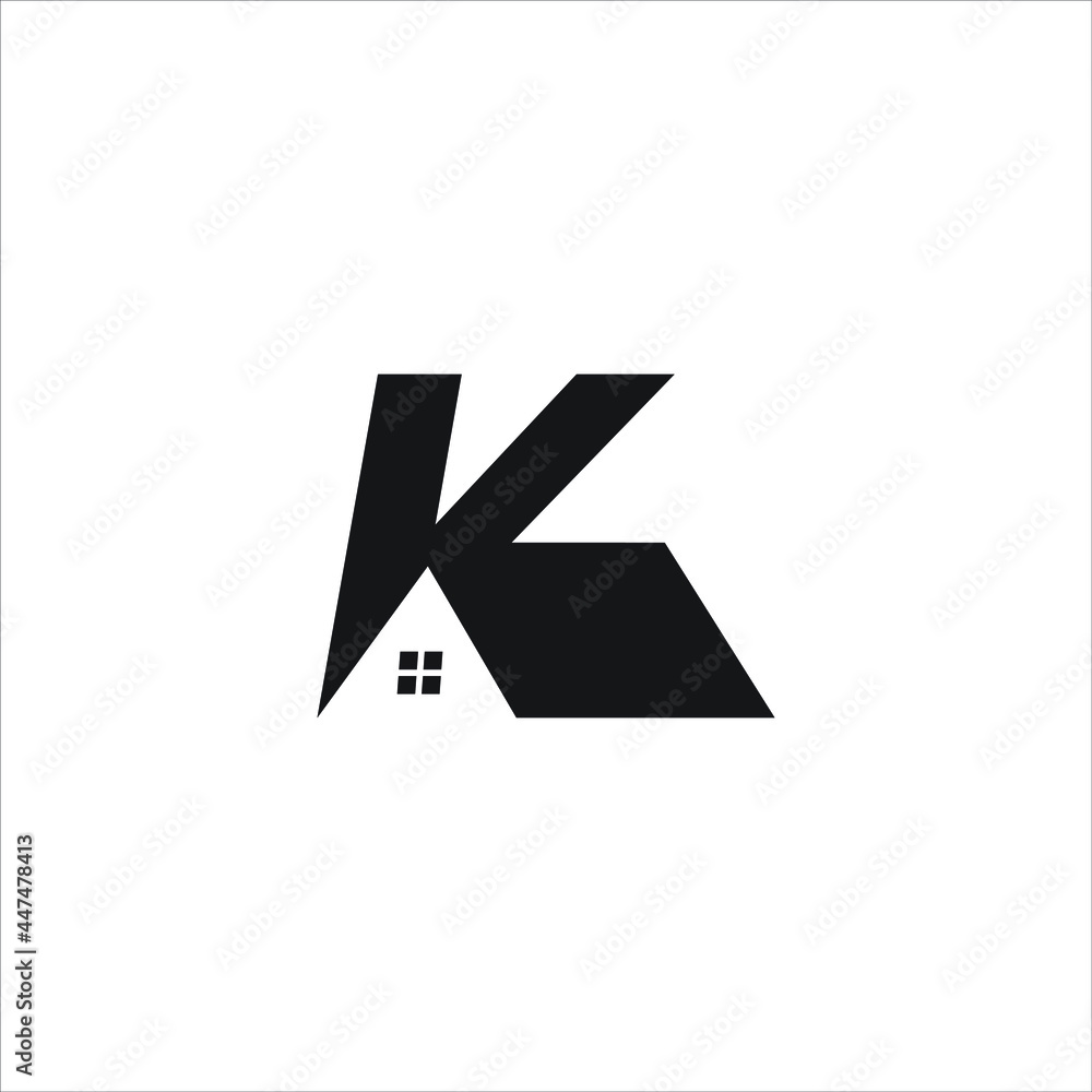 Letter K House Logo Design Template In White Backgrond Stock Vector