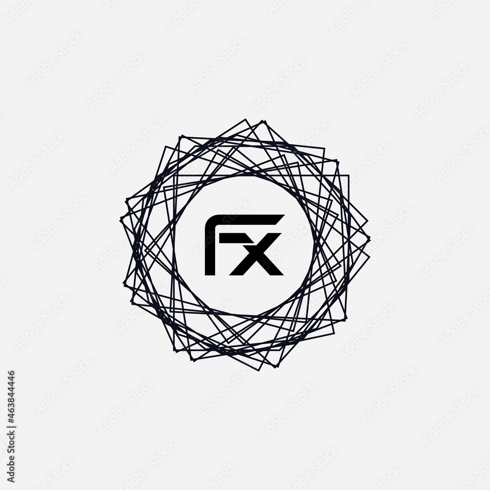 Initial Letter FX Logo Design Vector Template Abstract Luxury Circle