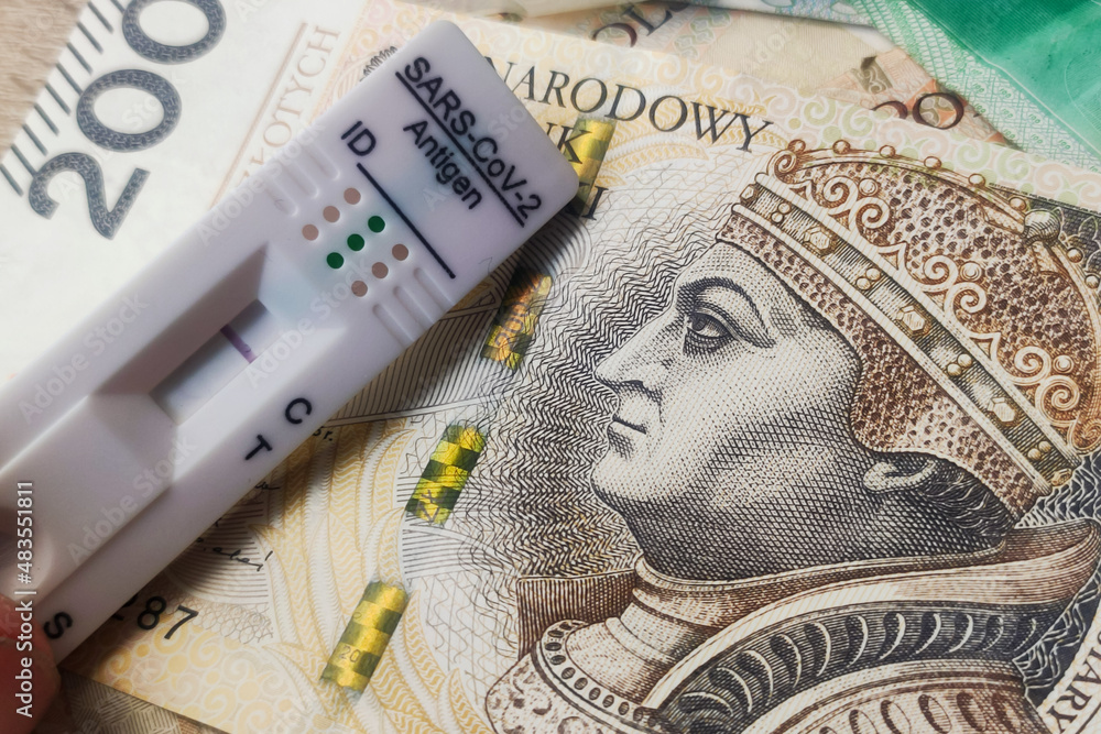 Coronavirus Rapid Antigen Test With Polish Pln Banknotes Corona Virus