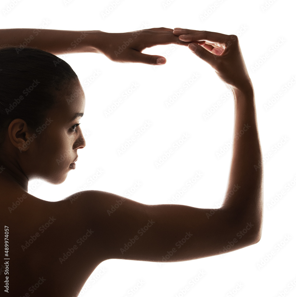 Silhouette Of Femininity Graceful Nude Woman Posing Against A White