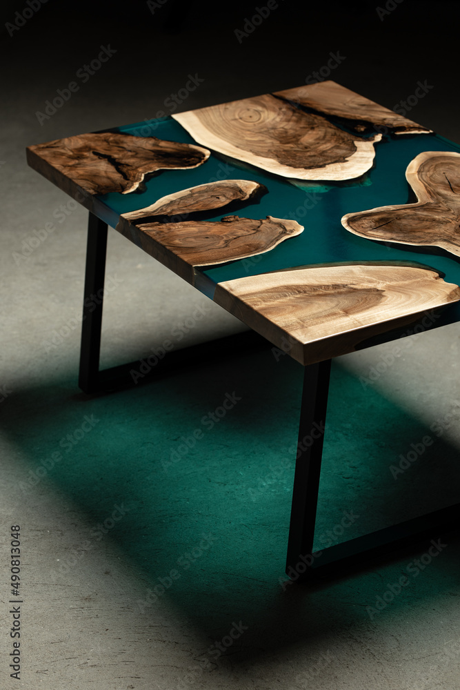 Expensive Vintage Furniture The Table Is Covered With Epoxy Resin And