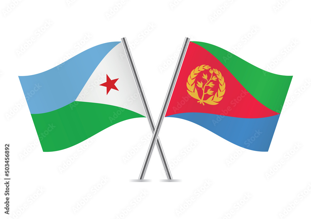 Djibouti And Eritrea Crossed Flags The Republic Of Djibouti And